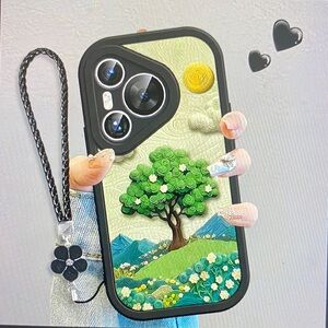 Floral Design Phone Case with Black Edges